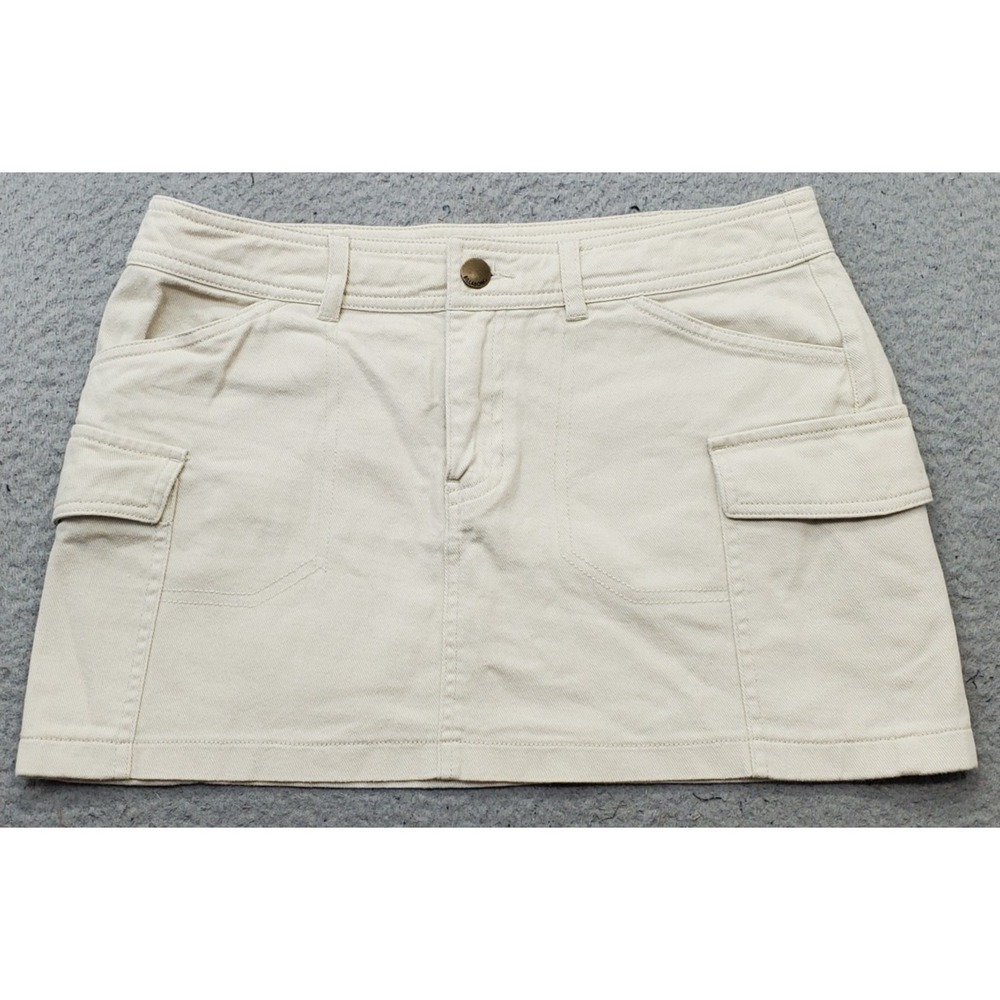Billabong Hilary Cargo Mini Skirt Womens L Tan Twill Utility Pocket Low-Waisted